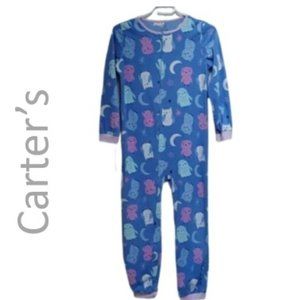 Carter's light fleece Owls pattern onesie pajamas child size 12